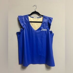 Zeta Phi Beta Blue Ruffle Sleeve Top